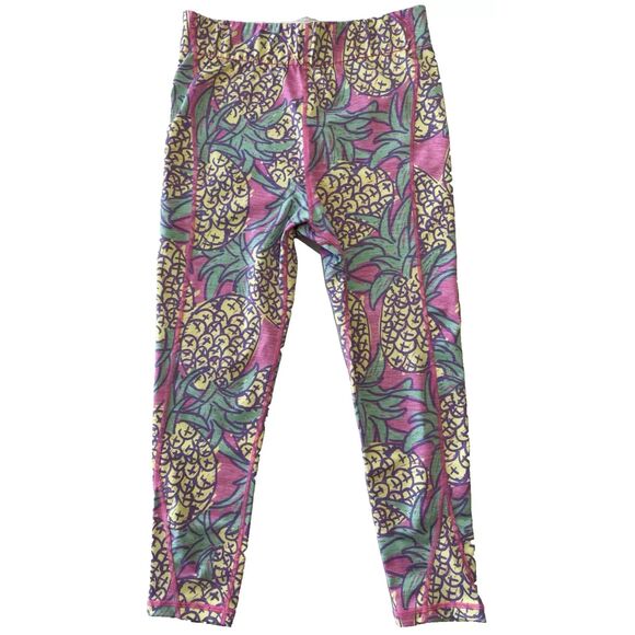 ivory ella Pants - Ivory Ella Pineapple Print fold Over Waistband Capri Leggings Women/Juniors  XS